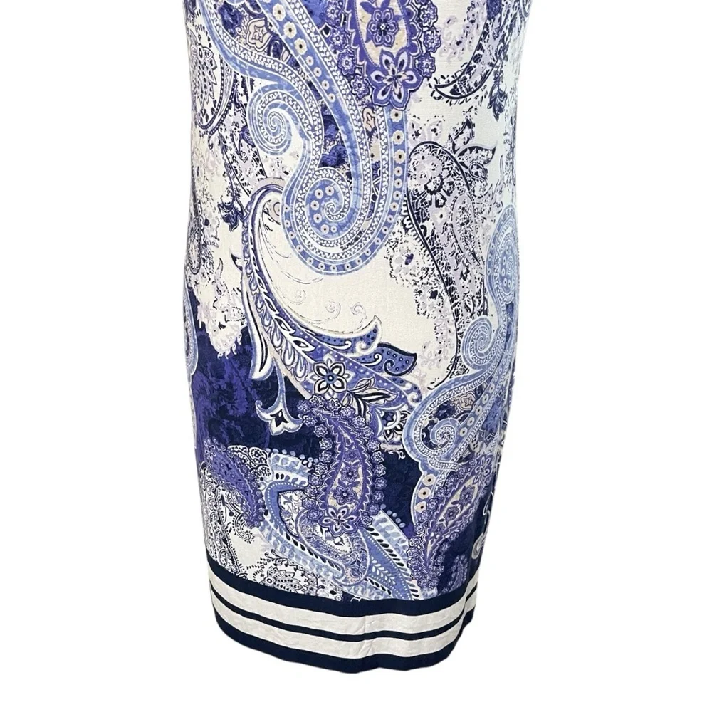 CHICO’S Lightweight Paisley Print Sleeveless Midi Sheath Dress, Small